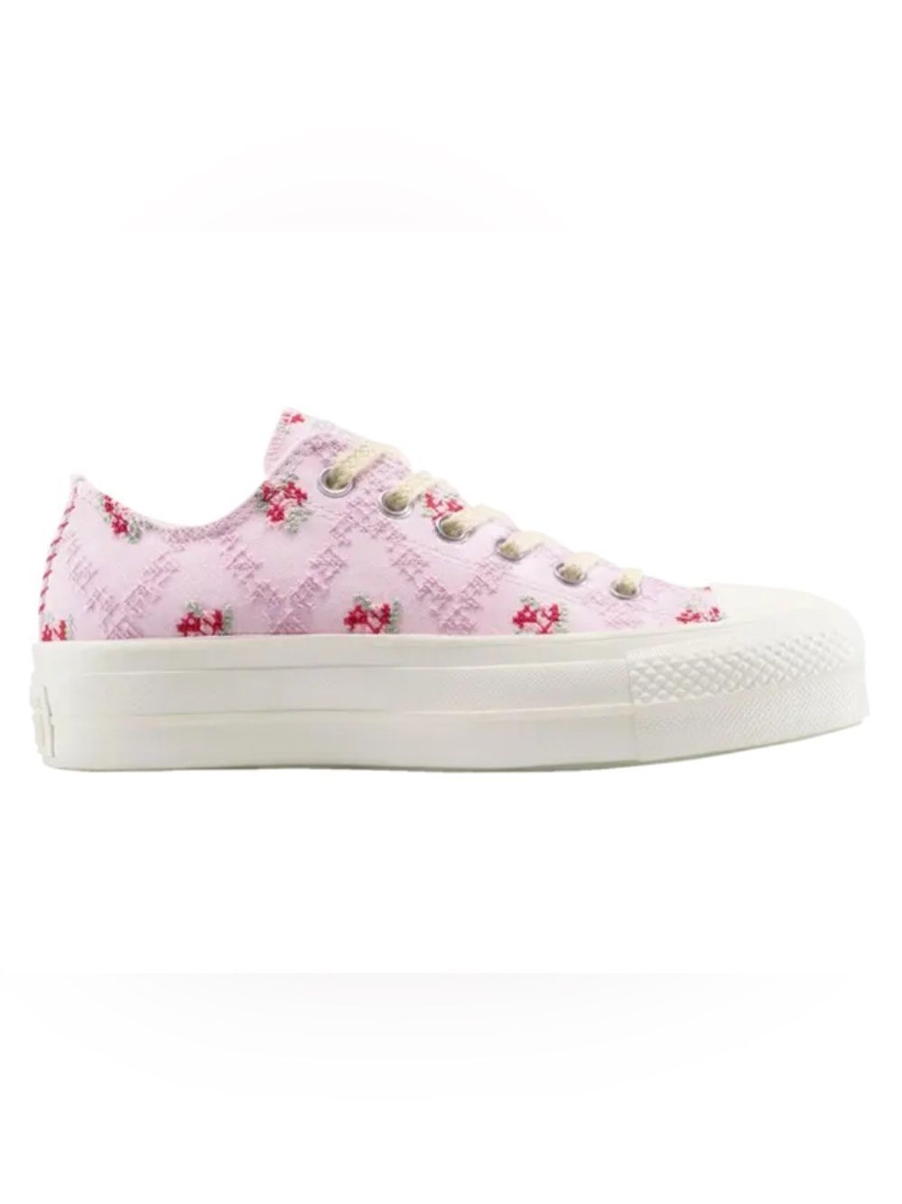 CONVERSE Chuck Taylor All Star Lift Platform Low 'Cross Stitch Roses' shoes 8